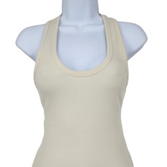 Weekend Stories Cut Out Back Ribbed Erykah Midi Dress in Beige Size XXS