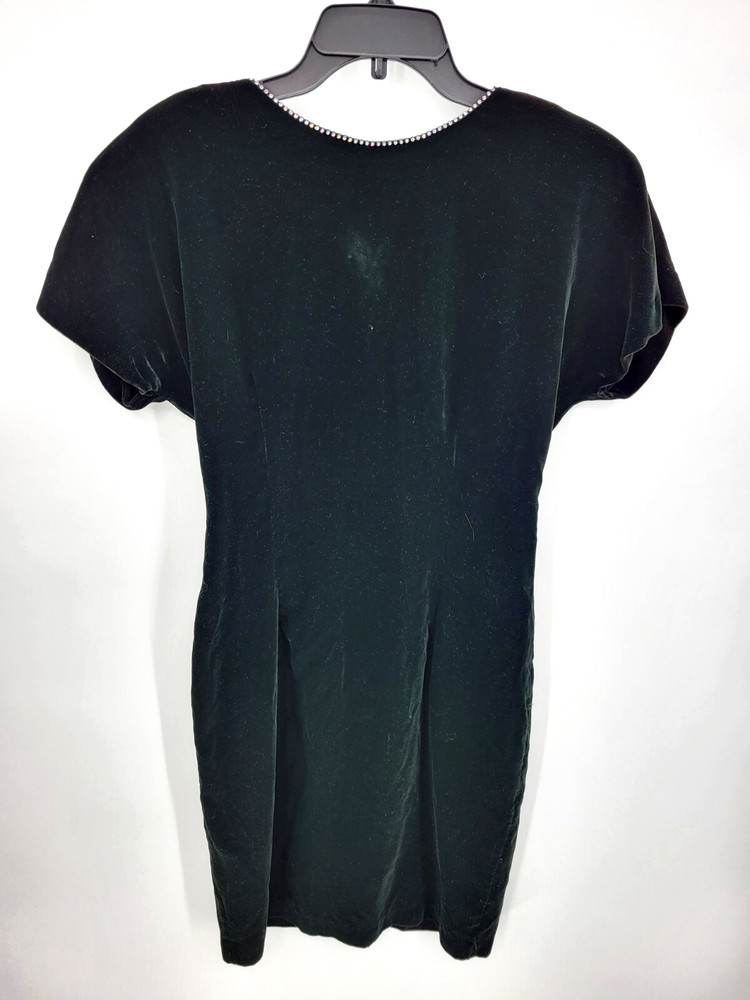 Datiani Vintage Dress Womens Small Dark Green Velvet Low Back Rhinestone Y2K