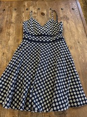 Trixxi Embriodered Fit & Flare Mini Dress Floral Print Summer Navy White Boho S