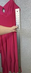 VTG Fiesta M Hot Pink Rhinestone Ruffle Hem Dress Asymmetrical Y2K
