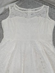 Muadress White Lace High Low Dress XS Sleeveless Sheer Wedding Party Formal