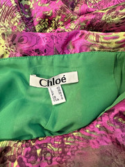 Chloe Silk Swing Dramatic High Collar and a Striking Mini Dress SZ 40
