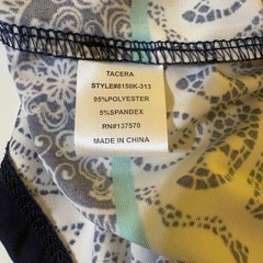 Tacera Womens Floral Geometric Paisley Dress Sz M Navy 3/4 Sleeve Slit Necklace