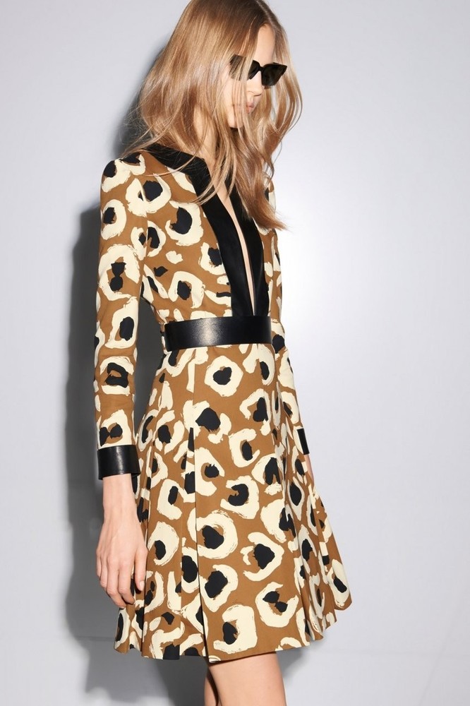 Gucci Pre Fall 2014 Multicolor Cotton Dress Size 44 L