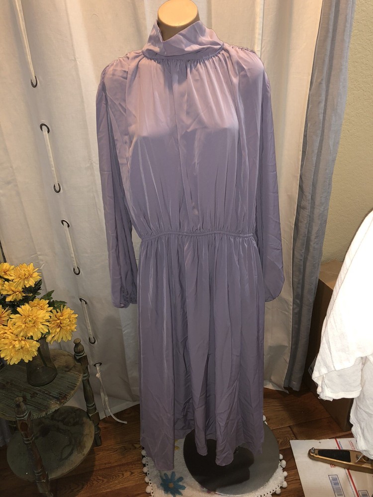 Prologue Women&rsquo;s Lilac Dress Large High Neck L/S Long Light Drape Fabric NWT