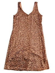 Glom Womens XS Gold Sequin V-Neck Sleeveless Lined Knit Shift Dress