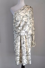 ALI RO Silk Cream Floral One-Shoulder Ruched Cocktail Dress Size 10