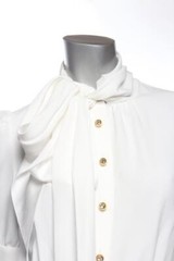 PRADA White Golden Button Bow Tie-Front Short Sleeve Long Dress IT40 US4 S NEW