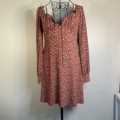 Long Sleeve Leopard Print On or Off Shoulder Dress