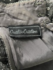 Creative Creations Beaded Silk Gown Dress Gray Sleeveless Long Sz Like S Heavy