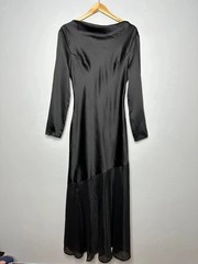 Hello Molly Satin Maxi Dress Size Large 12 Long Black Prom Formal Black Tie