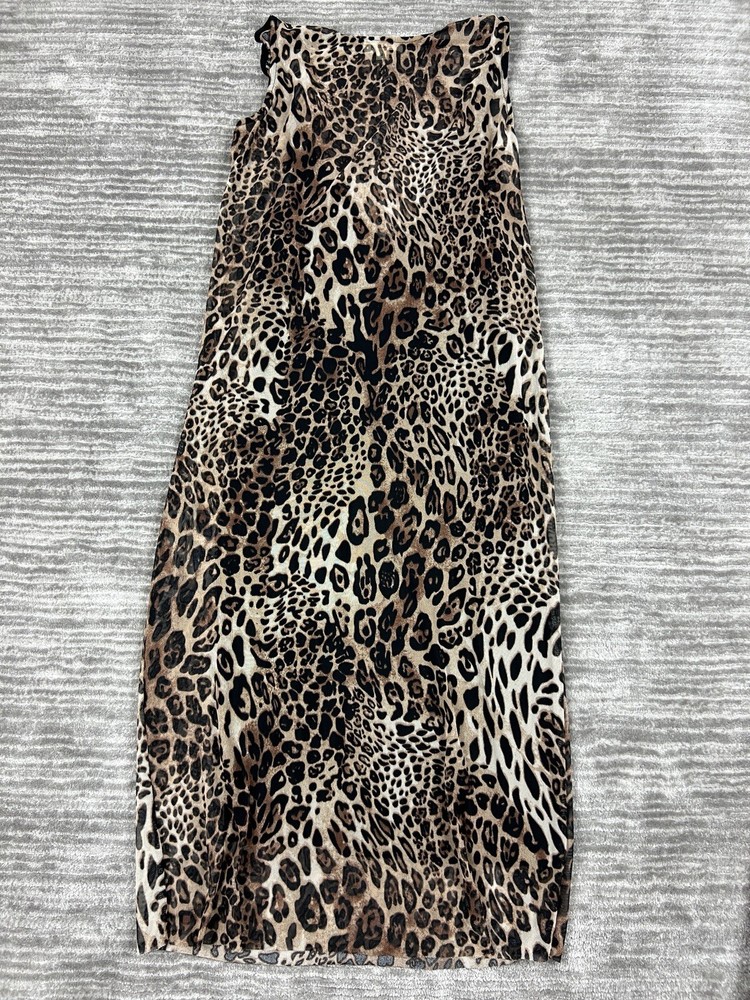 Rolla Coster Dress Womens Medium Multicolor Leopard Print Sleeveless Midi Tank