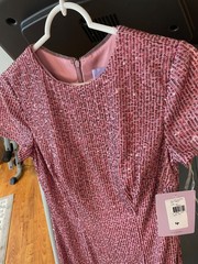 New JS Collections MSRP $298 pink sequin women’s 4 cocktail business dress gown