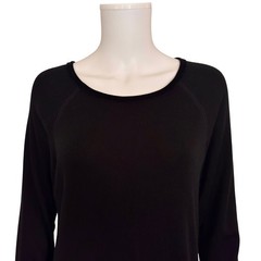 Black Minimalist Maxi Dress Soft Knit Raglan Sleeve Sweatshirt Size XL Oversized