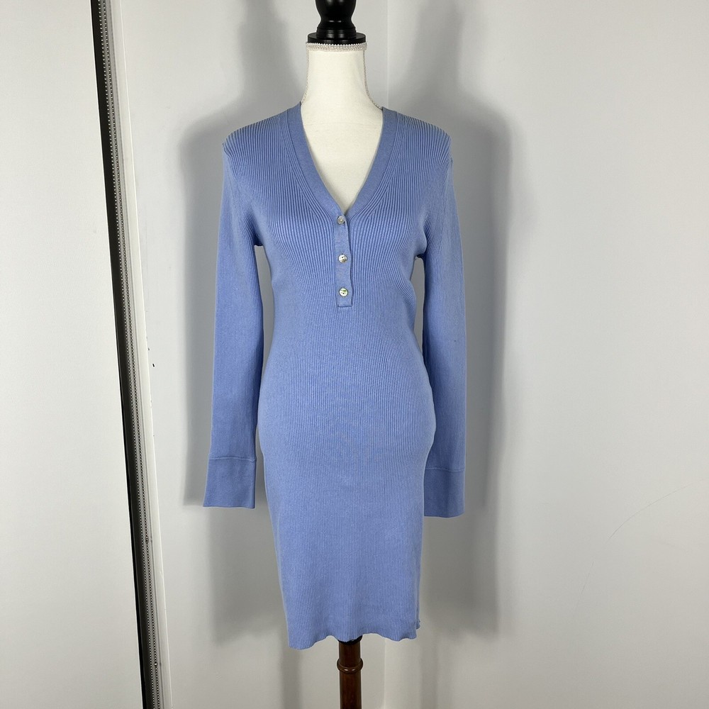 Samsoe Samsoe Everly Ribbed Knit Sweater Size L Large Blue NEW $270