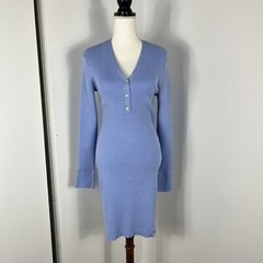 Samsoe Samsoe Everly Ribbed Knit Sweater Size L Large Blue NEW $270
