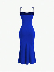 Blue MOD Solid Ruched Mermaid Hem Cami Dress Sz XS S M L