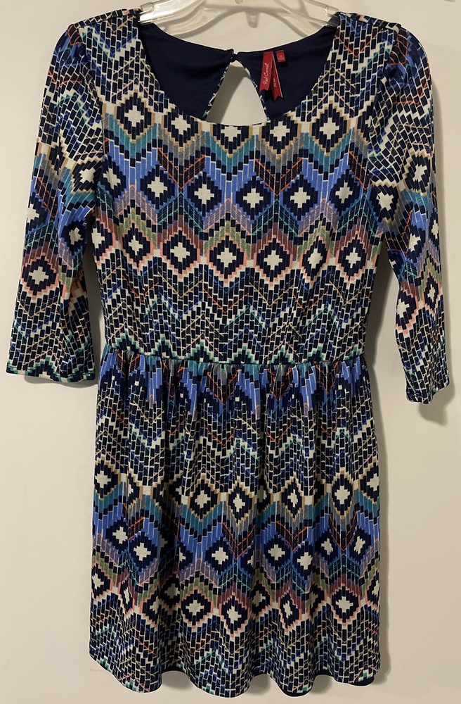 Red Camel, Women’s, Medium, Blue, 3/4 Sleeved, Short, Abstract, Dress! M854