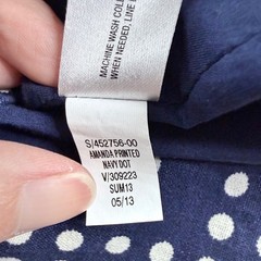 Gap Strapless Dress Womens 0 Navy Blue Polka Dot Cotton Linen Mini