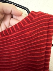 Lesley Evers 100% Wool Small Red Knit Striped Sylvie Mini Dress