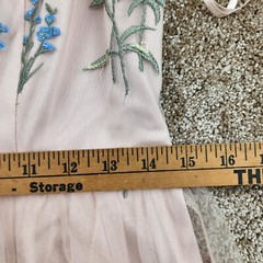 Jessica Howard Women Beige Sheer Boho Embroiderd Floral Lined Dress Size 8