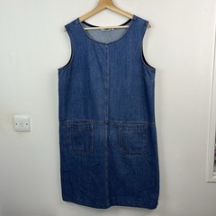 Seasalt Cornwall Dress Womens UK16 Blue Denim Pinafore Cotton Artist Book Seller