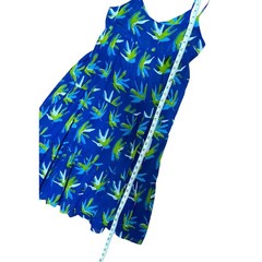 Oliphant Blue Tropical Bird Print Tiered Cotton Maxi Dress Womens XS Sundress