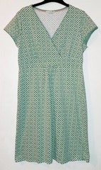 Boden UK 14 Green White Geometric Circle Print Dress Casual Office Wear