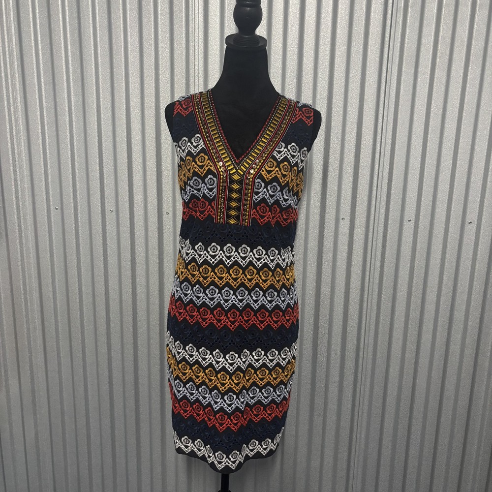 Johnston & Murphy Dress Womens 4 Multicolor Embroidered Sleeveless Boho Sequin