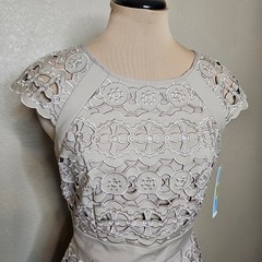 NWT Antonio Melani Camden Dress Khaki Cut Out Peplum Sheath Size 2