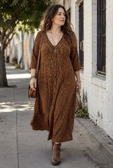 Boden Dress Animal Print Leopard sz 14 R Brown Black Button Front Boho City