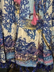 Antica Sartoria Boho Blue Coral Reef Tassel Mini Dress – Mediterranean Style New