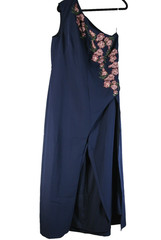 New, KAY UNGER NADINE ONE SHOULDER GOWN in Midnight Size 16 #LD165
