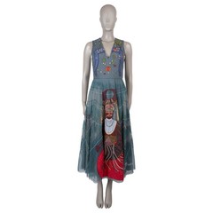 74216 auth CHRISTIAN DIOR grey polyamide 2018 EMBROIDERED TULLE Dress 38 S