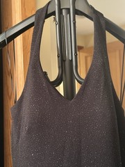 JS Boutique Women’s Black Glitter Stretch V-Neck Strappy Maxi Dress Size 8