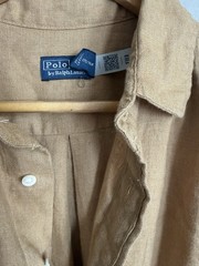 Polo Ralph Lauren Beige Solid Collared Short Sleeve Linen Shirt Dress Belt (8)
