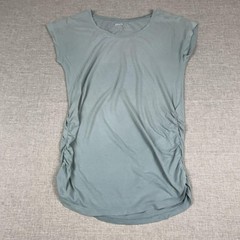 Pact T-Shirt Dress Womens M Green Ruched Short Sleeve Scoop Neck Cotton