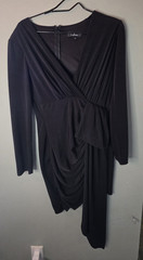 Lulus Black Long Sleeve Ruched Wrap Mini Dress Asymmetrical Hem Women&rsquo;s Large