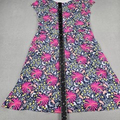 Boden Dress Womens 10P Flamingo Floral Fit & Flare Jersey Pockets Cottagecore