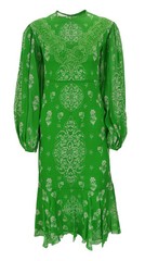 Giambattista Valli Floral Print Silk Dress in Green and White