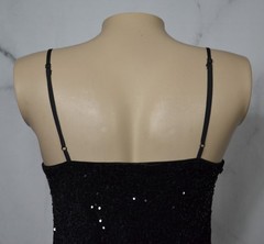 DIVIDED H & M NEW NWT Black Sequin Mini Dress XS Ivory Bow at Bust Adjust Straps