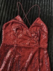 NWT Altar’d State Red Sequin Mini Dress Size Large V Neck
