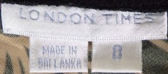 LONDON TIMES size 8 black/tan floral fit/flare polyester/spandex dry clean only