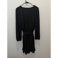 Lauren Ralph Lauren Belted Stretch Jersey Dress Womens XL Black Faux Wrap