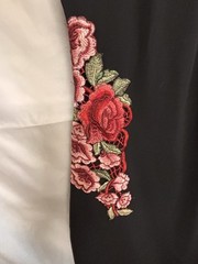 Rebecca b Black Dress With embroidery roses on side Size 6