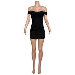 $208 NWT MICHAEL COSTELLO x REVOLVE Maia Off-Shoulder Mini Dress, Black, Small
