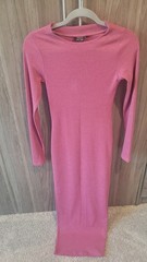 VICI Ribbed Long Sleeve Bodycon Dress in Mauve size XS