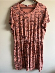 Old Navy XXL Desert Cactus Print Knit Dress Light Coral Short Sleeve Cotton