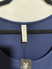 24seven Blue Pleated Fit & Flare Dress Knit Polyester Scoop Neck Short M