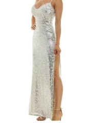 Emerald Sundae Sequin Evening Gown Bodycon Lace-Up Back High Slit Formal Dress S